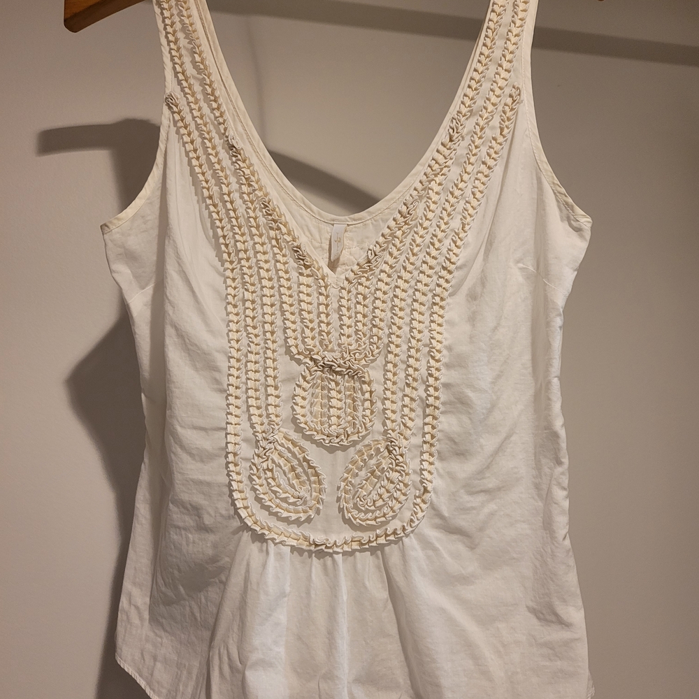 7 For All Mankind Embroidered Cotton & Silk Sleeveless Top – XS